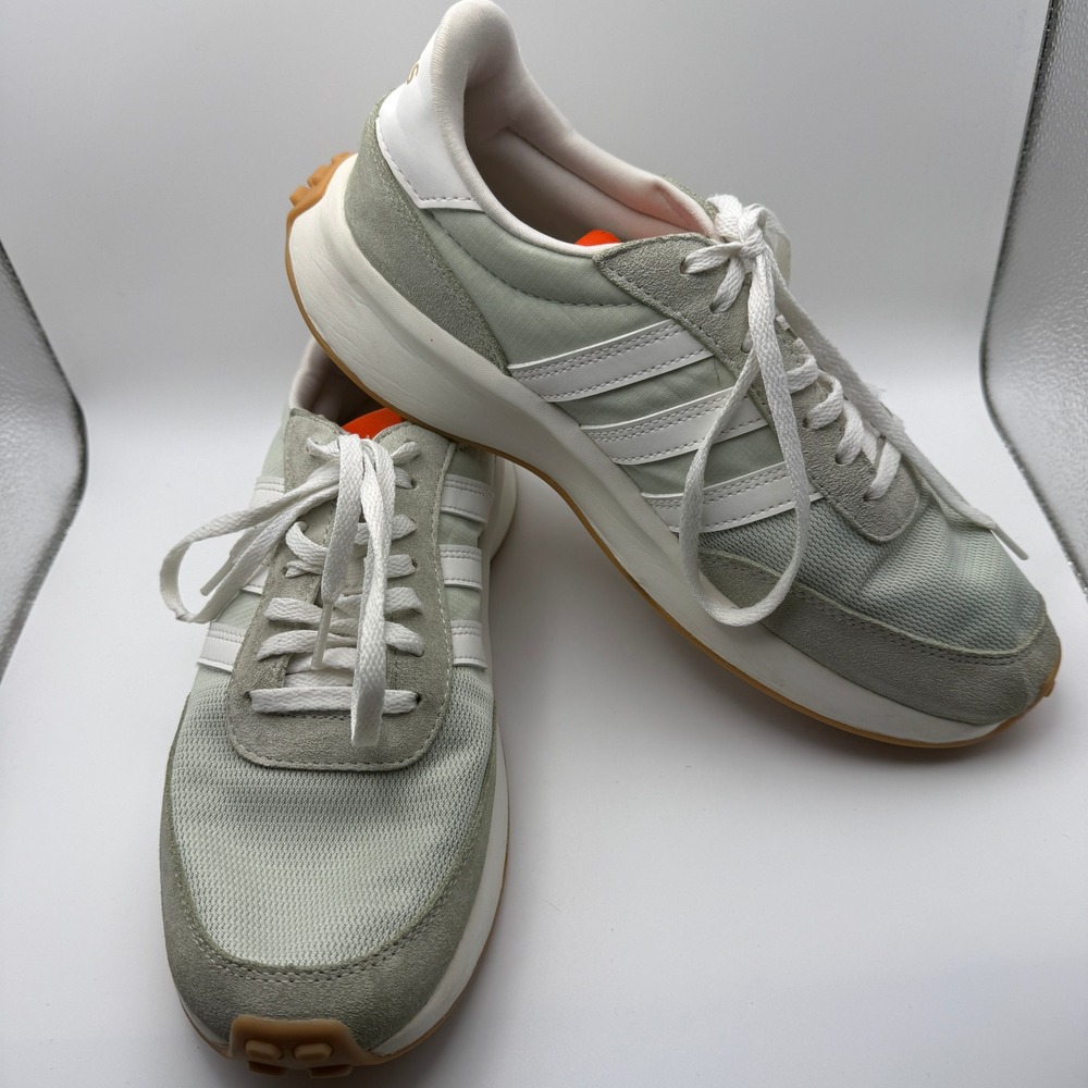 Adidas Retropy F2 Linen Green White Orange Sneakers HQ1973 Mens 8.5 Womens 9.5